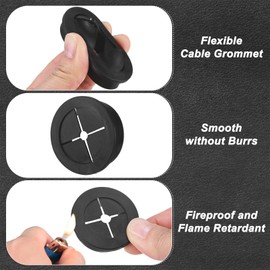 M METERXITY Rubber Grommets for Wiring 40mm Desk Grommet Double-Sided Flexible Cable Cord Grommet Desk Hole Cover for Cables/Wires Through Protection Cable Grommet [Black]