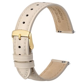 Anbeer Flat Thin Elegant Genuine Leather Watch Strap, Quick Release Replacement Watch Strap for Women, Various Sizes Available, 20 mm, Leather, No gemstone