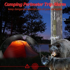 TFFUAM 2 Pcs Perimeter Trip Alarms with Trip Wire,Camping Trip Wire Alarm Device,Early Warning Security System for Camping Hiking and Property Safety/Bear Deterrent,Use 209 Primers (Green)