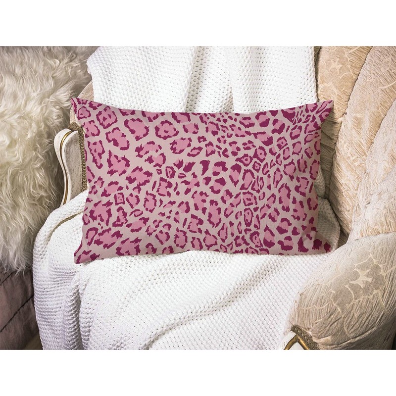 Pink Leopard Cotton Linen Decorative Throw Pillow Case Cushion Cover