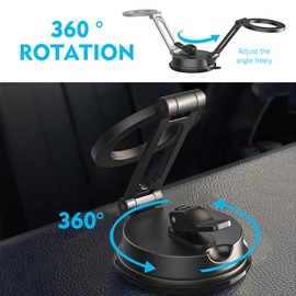 Downhill 1 PC Dashboard Phone Holder, 360 Adjustable Dashboard Phone Holder, Multifunctional Strong Magnetic Center Console Navigation Fixing Bracket, Universal Automotive Interior Accessories(Black)