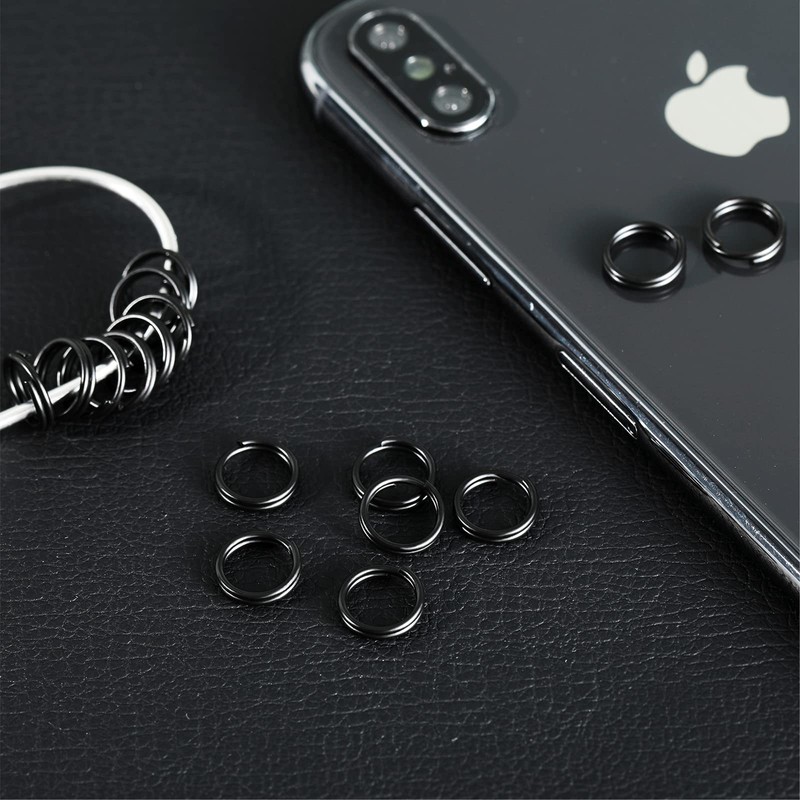 50 Pieces Black Split Rings 10 mm Metal Round Key