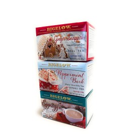 Eggnogg'n, Ginger Snappish, and Peppermint Bark Flavors - Variety Bundle of 3 Bigelow Holiday Tea - 54 Total Tea Bags