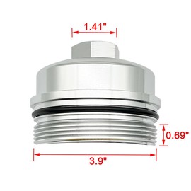 iFJF EC781 Oil Filter Cap Billet Aluminum Anodized Replacement for FL2016 2003-2007 6.0L 2008-2010 6.4L Powerstroke F250 F350 F450 F550 Super Duty 2003-2005 Excursion 1840754C91 3C3Z-6766-CA 2 Packs