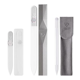 Juego de limas de uñas de cristal para cutículas, limas de uñas de manicura en estuche, limado de precisión, suave en uñas naturales y cutículas, vidr