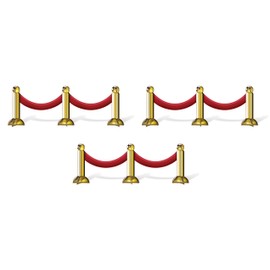 Beistle 3-D Stanchion Centerpieces, 12" x 3", Set of 3 - Celebrity Red & Gold Table Decorations, Awards Night Party Supplies