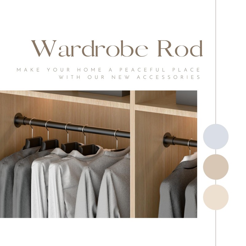 Venwemong Wardrobe Rail,70-90cm Extendable Clothes Hanging Pole, Stainless Steel with