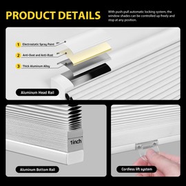 UNISHADES Cellular Shades Cordless for Indoor Windows Decorative Cellular Blinds for Home That Prevent Heat or Cold from Entering Size (26" W × 48" H) Colour (White - Blackout)