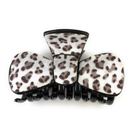 Cheetah leopard print 3 3/8 inches long hair clip claw clamp White Grey Black animal print pattern