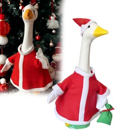 XKEJKNY Porch Goose Christmas Outfits, Santa Lawn Goose Clothes for 23" High Cement Goose Decoration, Xmas Yard Goose Costume (Santa)