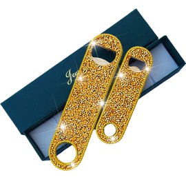 Gold Beer Bottle Opener Diamond Bling Beer Bottle Opener - Sparkling Crystal Opener for Women, for Home, Party, Wedding - 2Pcs, Handmade Set