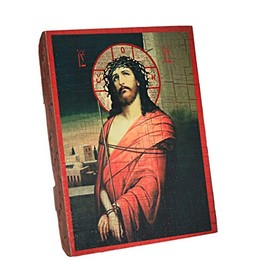 NKlaus Jesus Christ, Christian Wooden Icon Sealed 16 x 12.5 cm, Handmade 37012