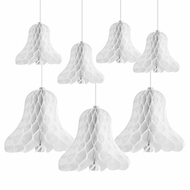 HUIANER White Honeycomb Bells - 7pcs Christmas Wedding Bells Hanging Decor for Weddings Parties Baby Showers