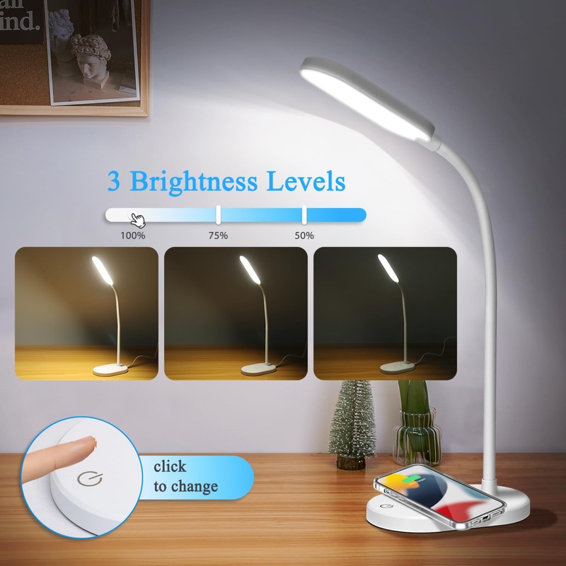 Aigostar LED Desk Lamp, Children's Table Lamp with 3 Adjustable