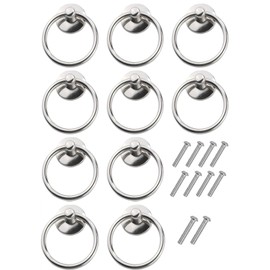 Teogneot 10 Sets Drawer Drop Pull Rings Cabinet Pulls Handle Alloy Door Knobs Single Hole Decorative Hardware Doorknob Accessories with Screws （Silvery）