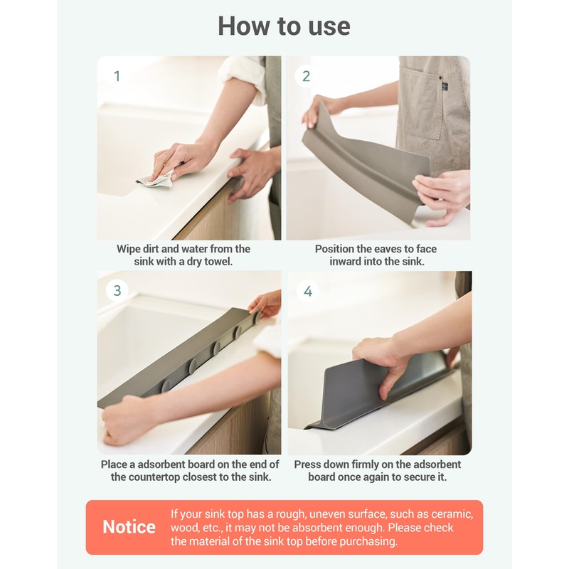 23 inches 100% Premium Silicone Kitchen Sink Splash Guard -