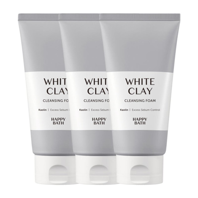 Happybath 해피바스 화이트클레이 모공 클렌징폼 150g 3개 Happy Bath White