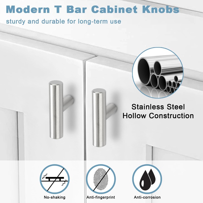 Estmoon 30 Pack Cabinet Knobs Brushed Nickel Cabinet Handles, Stainless