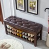 LEILISI Shoe Bench, Storage Rack Organizer with Cushion 2 Tier