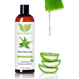 Amara Beauty Aloe Vera Gel from Organic Cold Pressed Aloe, 8 fl. oz.