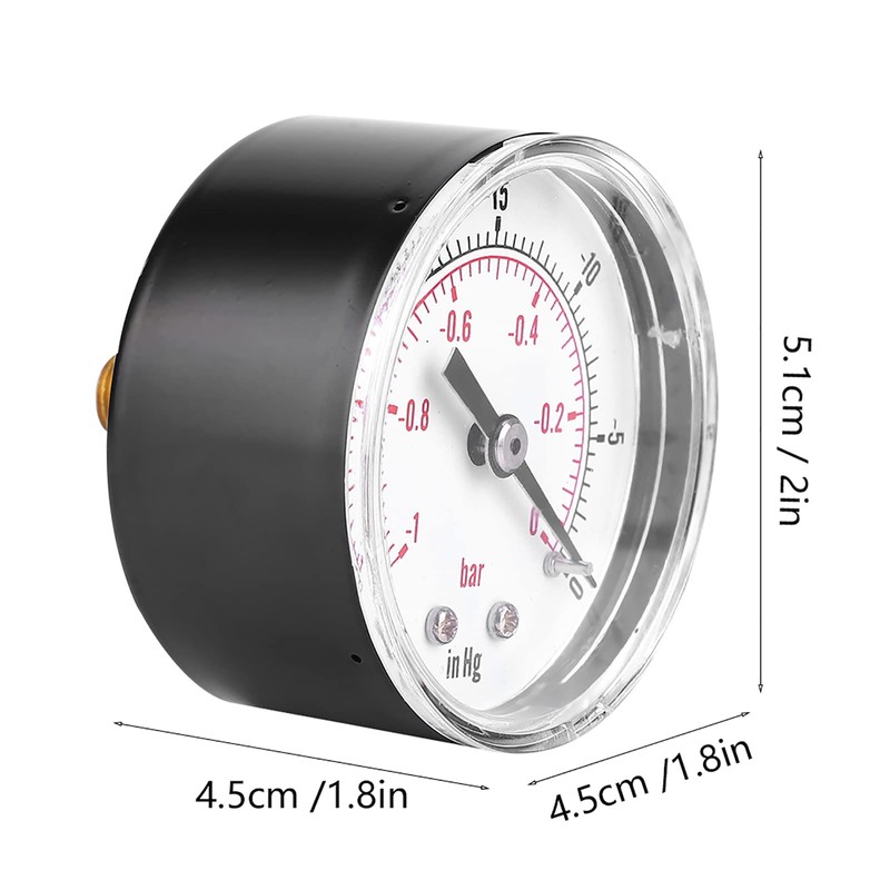 Dual Scale Vacuum Pressure Gauge, 50mm Dial Display, 1/8" BSPT
