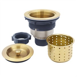 3-1/2-Inch Kitchen Sink Drain Strainer Assembly Kit, GZILA Deep Waste Basket Strainer with Sealing Lid Sink Stopper, 304 Stainless Steel Brushed Gold