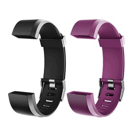 Runlio ID115plusHR (Version 2025), Replacement Bands, Adjustable Replacement Straps Fitness Tracker NOT for ID115, ID115U, ID115U HR, Black+Purple