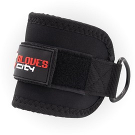 Gloves City Weight Lifting Stainless D Ring Ankle Strap for Cable Machine | Gym Leg Workout Exercise Kickback Ankle Strap M/O Neoprene in Black in 1 Pair Pack