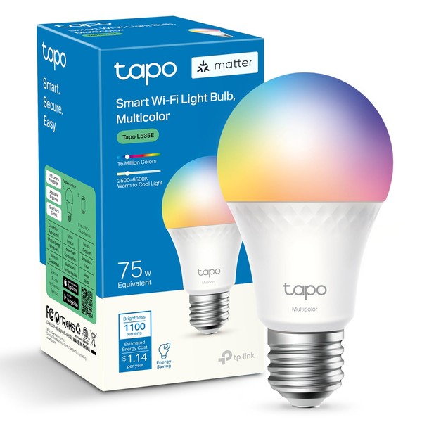 TP-Link Tapo L535E, Focos Inteligentes Wi-Fi, Multicolor, E26, 1055 lumens,
