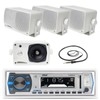 Pyle 3.5" Marine Box Speakers, Antenna ,PLMRB29W White AUX AM