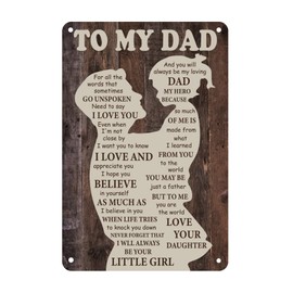 Vanleonet To My Dad Metal Sign, Father's Day Tin Plaque 12x8 Inch, Fathers Gifts from Daughter, Vintage Dad Plaque Perfect for Home Wall Decor