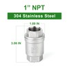 TAISHER 2PCS 304 Stainless Steel 1" NPT Female Vertical Check