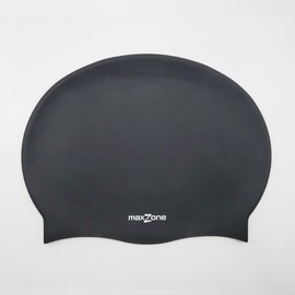 [maxzone] Simple Logo Swim Cap Wide Big Size [W9.84 x L7.48 x Front Width 8.07 (inch)] Black