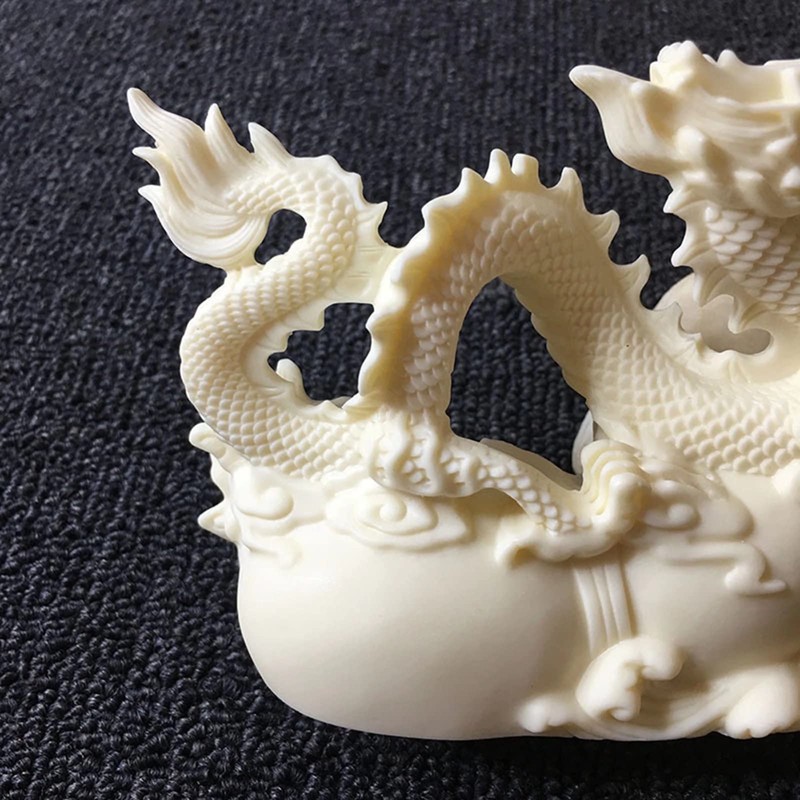 White Tamron Statue,Modern Art Sculpture,Hand Craved Dragon Sculpture,Chinese Zodiac Auspicious