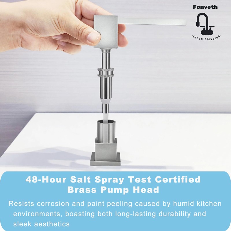 FONVETH Soap Dispenser for Kitchen Sink, Built in Square Pump