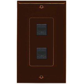 RiteAV - 2 Port Cat5e Ethernet Wall Plate Decorative - Brown - Bracket Included