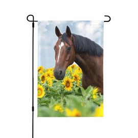 Axxitude Sunflowers Horse Garden Flag Vertical Double Sided 12x18inch Summer Small Garden Flag for Outside Farmhouse Seasonal Holiday Yard Decor