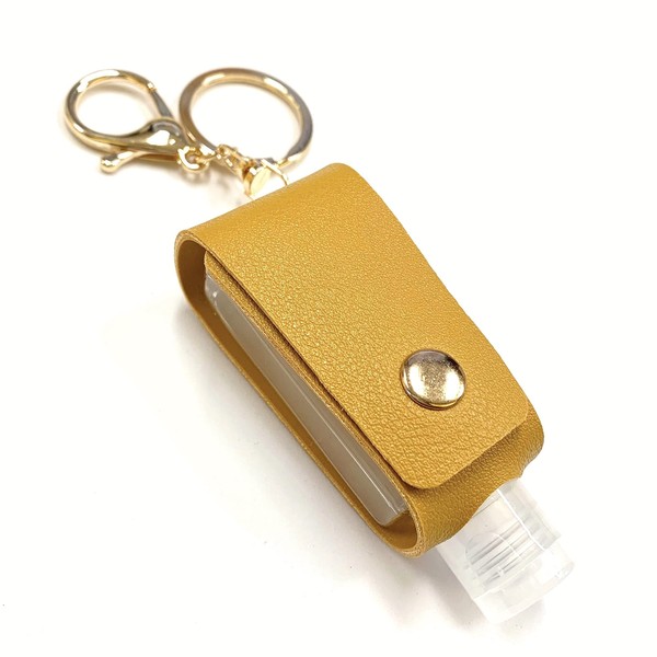 Hand Gel Case 1.0 fl oz (30 ml) Leather Yellow Key Holder Portable Bottle Container Empty Refillable Travel Hand Wash