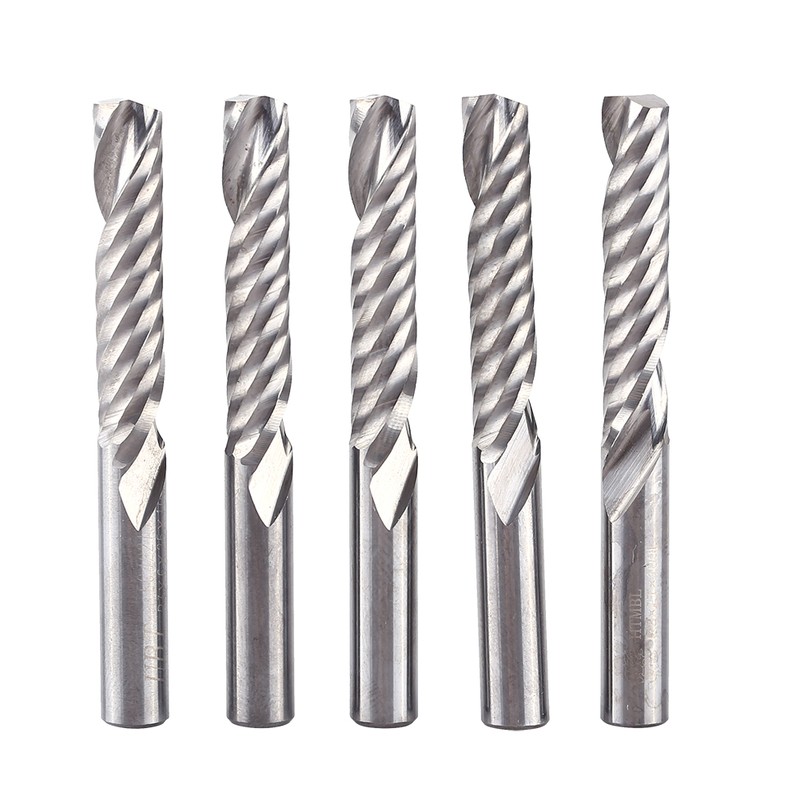 5pcs Tungsten Carbide End Mill Single Flute Spiral CNC Milling