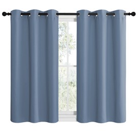 NICETOWN Kitchen Curtains Small Window Curtains & Drapes, Thermal Insulated Solid Grommet Curtain Panels for Cupboard, Loft, Cafe, Dining Room (Stone Blue, 42" W x 40" L, 2PCs)