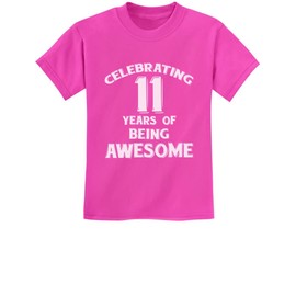 Tstars 11 Years of Being Awesome! Birthday Gift for 11 Year Old Youth Kids T-Shirt Medium Pink