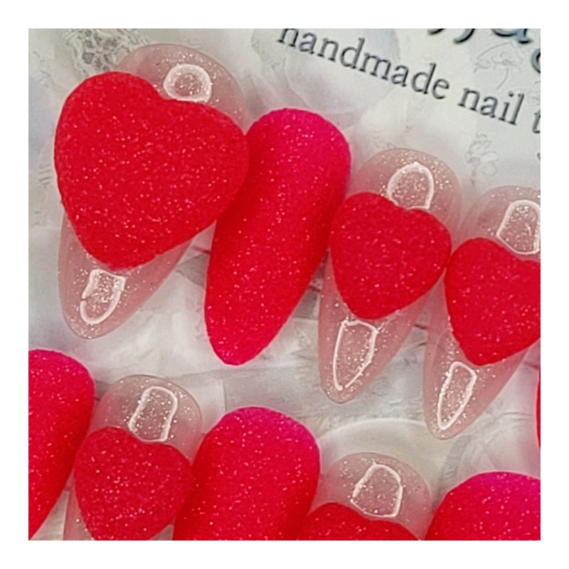 Hot Pink Sugar Handmade Nail Tips - Square M /