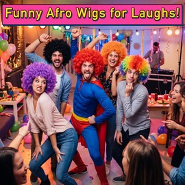 MEEZY Brown Afro Wig with Heart Sunglasses for Men Women, Funny 70s 80s Disco Party Afro Wigs Colored Short Fluffy Curly Hair with Hair Net for Halloween Cosplay Costume Party Music Festival