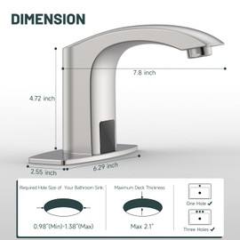 Greenspring Touchless Bathroom Sink Faucets, Automatic Faucet Bathroom Commercial Motion Sensor Faucet Battery or Plug-in Powered with Control Box and Temperature Mixer, Brushed Nickel