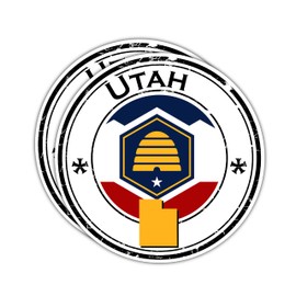 2 Pcs Utah State Sticker 3 Inch – USA State Vinyl Weatherproof Decal for Water Bottle, Laptop, Passport Notebook, Scrapbook, and More