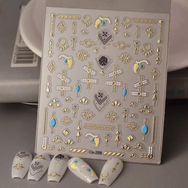 3D Golden Nail Art Stickers Hot Stamping Nail Decals Embossed Design Gold Stars Stickers Self Adhesive for Women Manicure Decorations