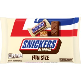 SNICKERS Fun Size Almond Milk Chocolate Candy Bars Bulk Pack, 10.23 oz Bag
