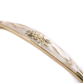 Solid Gold Cabinet Hardware Handle Pull Amber White with Gold Flower Dresser Wardrobe Pull - 5.04" (128mm) Hole Centers, 3 Pack, White Amber