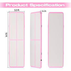 10ft Air Mat Tumble Track,4 inches Thick Inflatable Gymnastic Air Track Tumbling Mat with Electric Pump for Home Use/Gym/Training/Cheerleading/Yoga