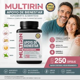 Multirin | 250 Cápsulas Orégano Ajo Jengibre Vitaminac Menta